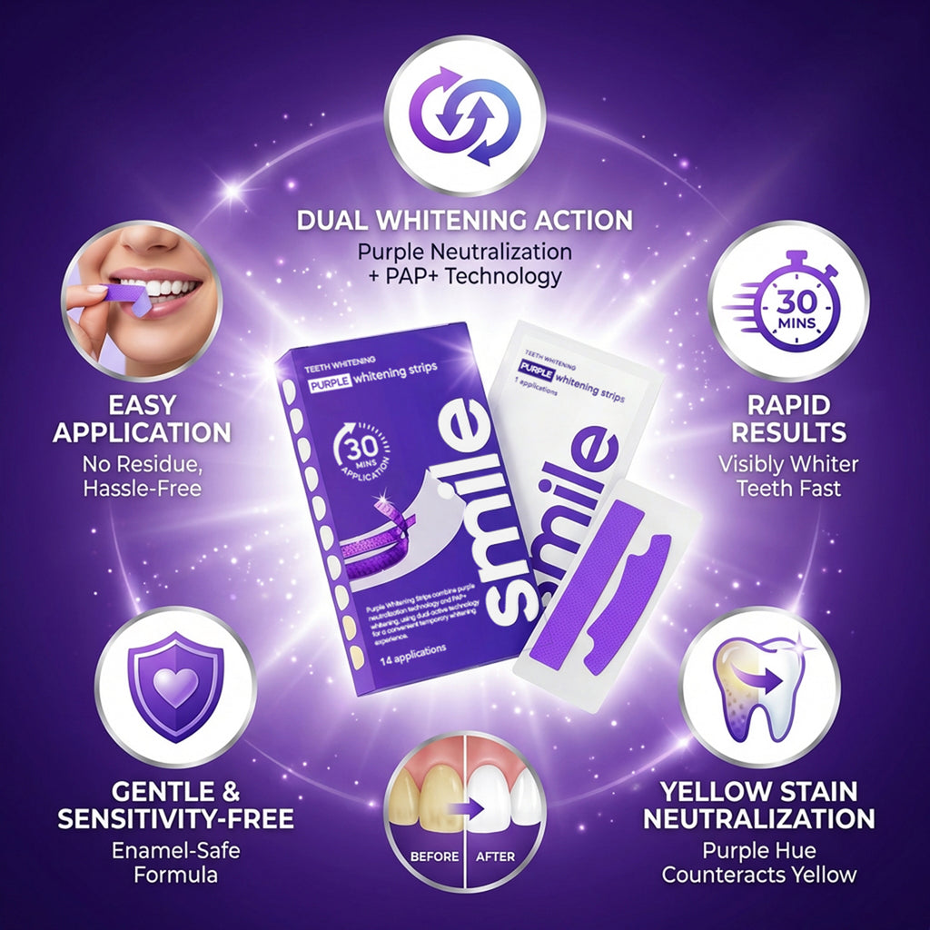 Vegan Sensitive Free Color Correction Purple Teeth Whitening Strips