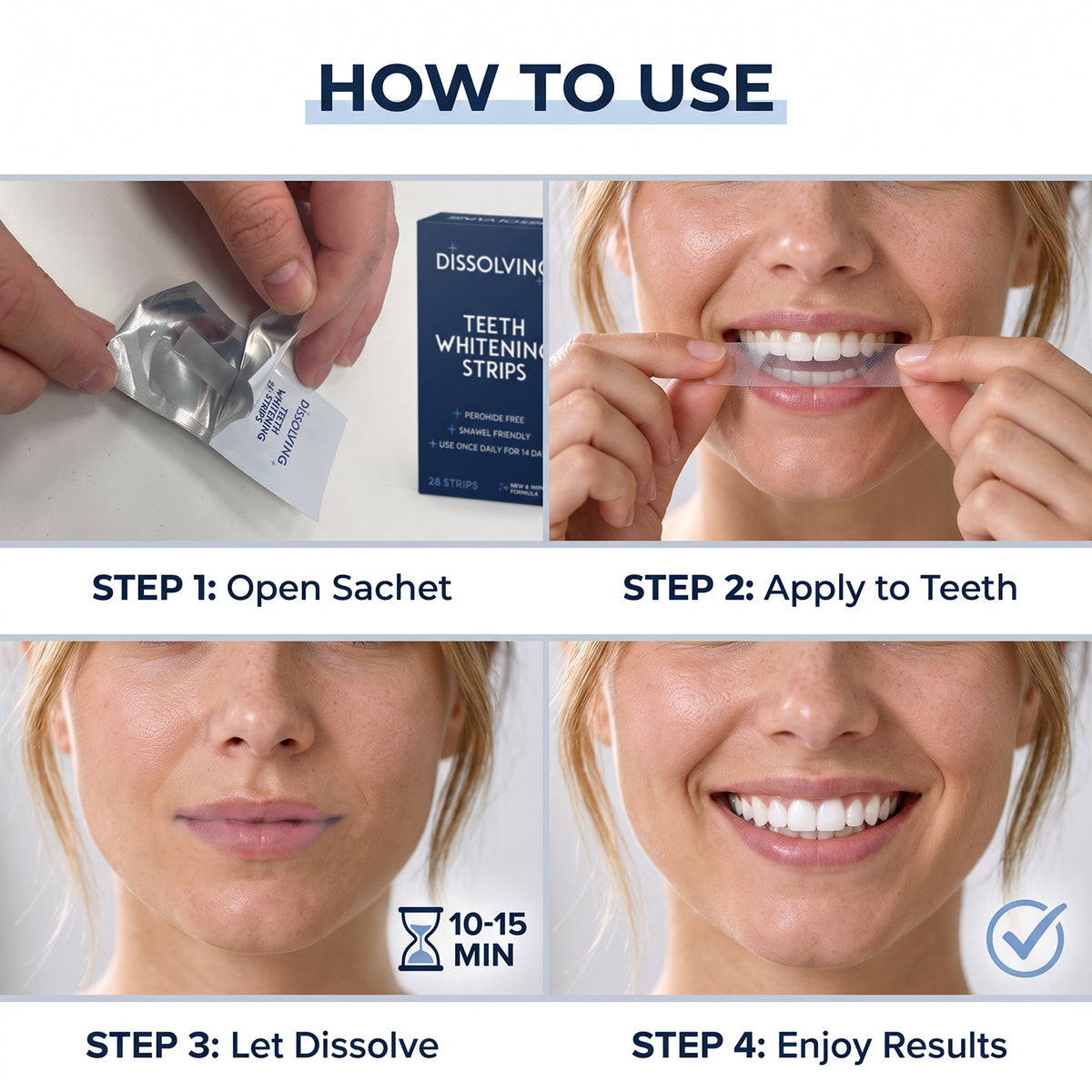 Sensitive Free Teeth Whitening Strips No Remove Needed PAP Dissolving Teeth Whitening Strips