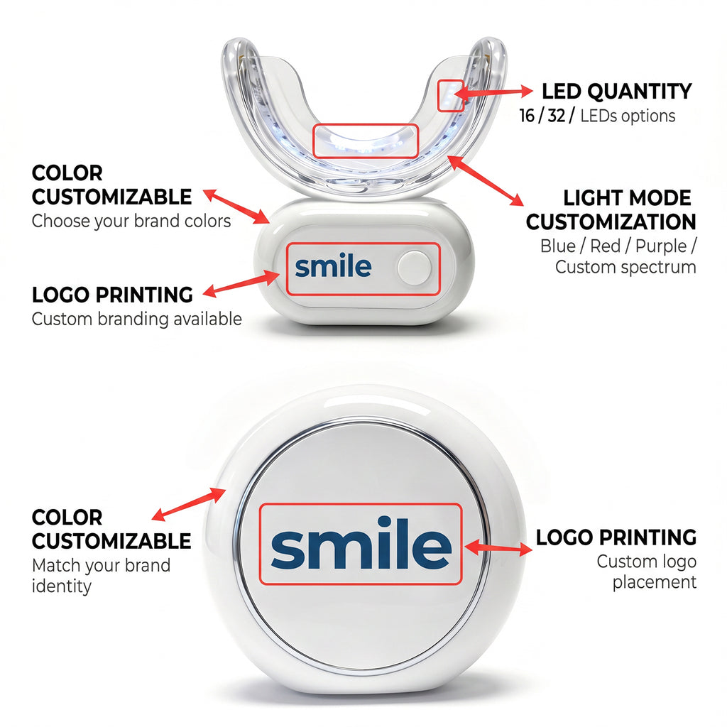 Wireless LED Accelerating Whitening Mouthpiece Rechargeable Teeth Whitening Light with UV Sanitizing Case