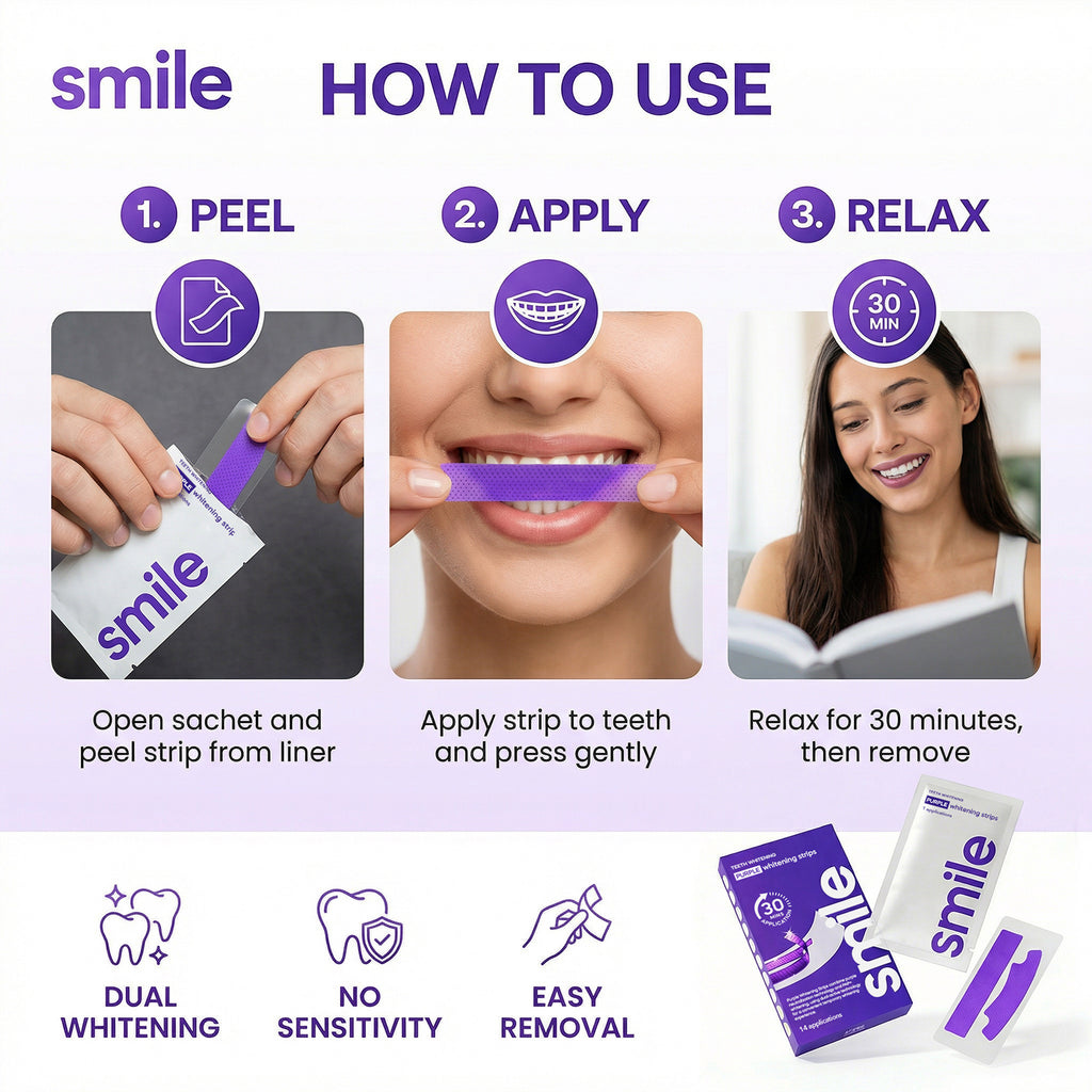 Vegan Sensitive Free Color Correction Purple Teeth Whitening Strips