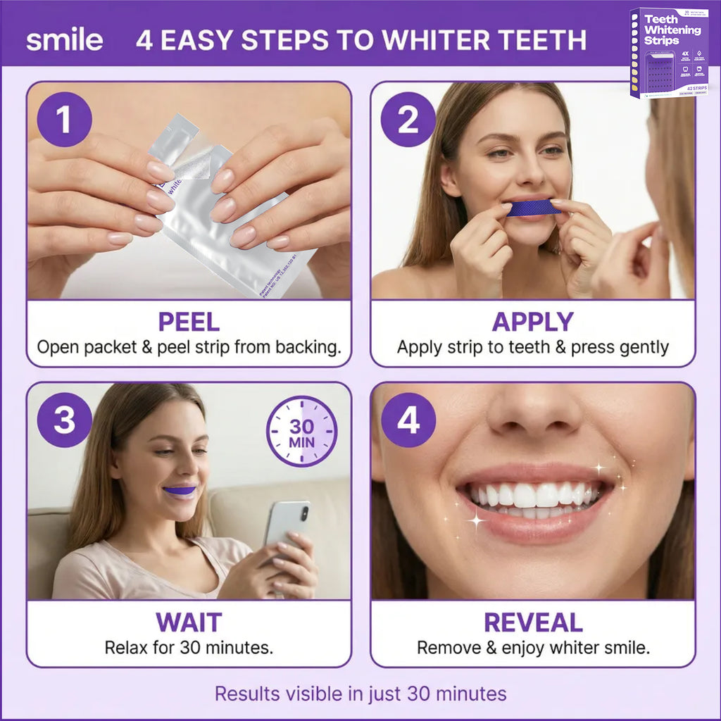 PAP Purple Teeth Whitening Strips – 21-Day Stain Treatment
