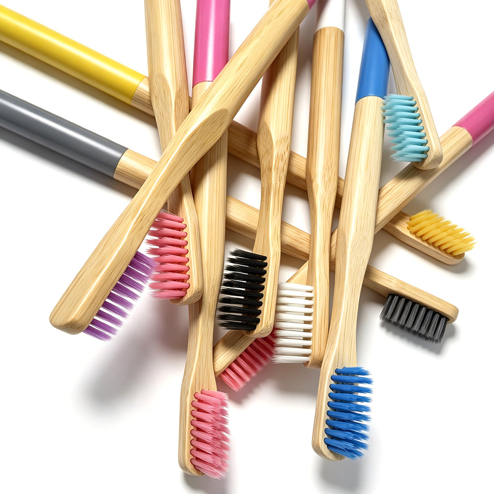 Eco- Friendly Multiple Color Soft Bristles Round Handle Natural Bamboo Toothbrush