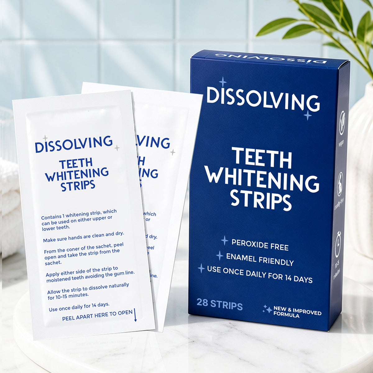 Sensitive Free Teeth Whitening Strips No Remove Needed PAP Dissolving Teeth Whitening Strips