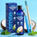 Fresh Breath Alcohol-Free Natural Formula Teeth Whitening Coconut Oil Pulling Mouthwash with Toothbrush and Tongue Scraper