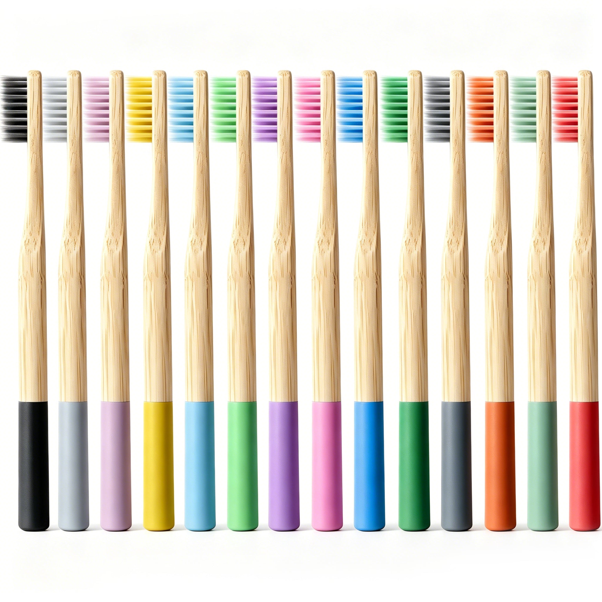 Eco- Friendly Multiple Color Soft Bristles Round Handle Natural Bamboo Toothbrush