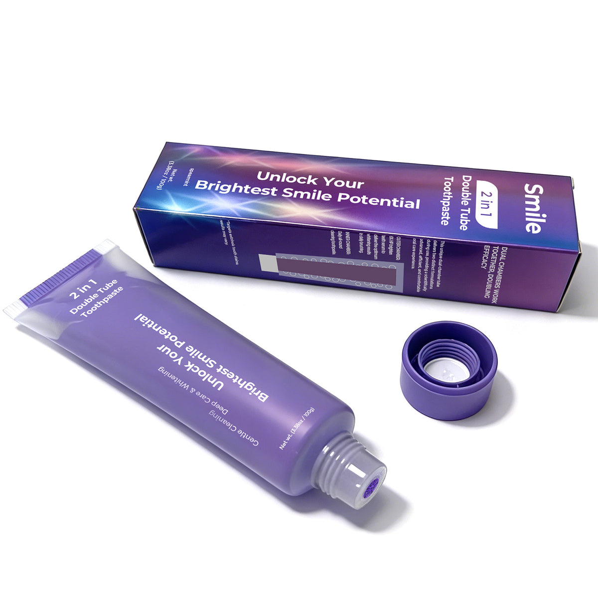 2 in 1 Double Tube Toothpaste 100g Teeth Cleaning PAP HP Teeth Whitening Toothpaste