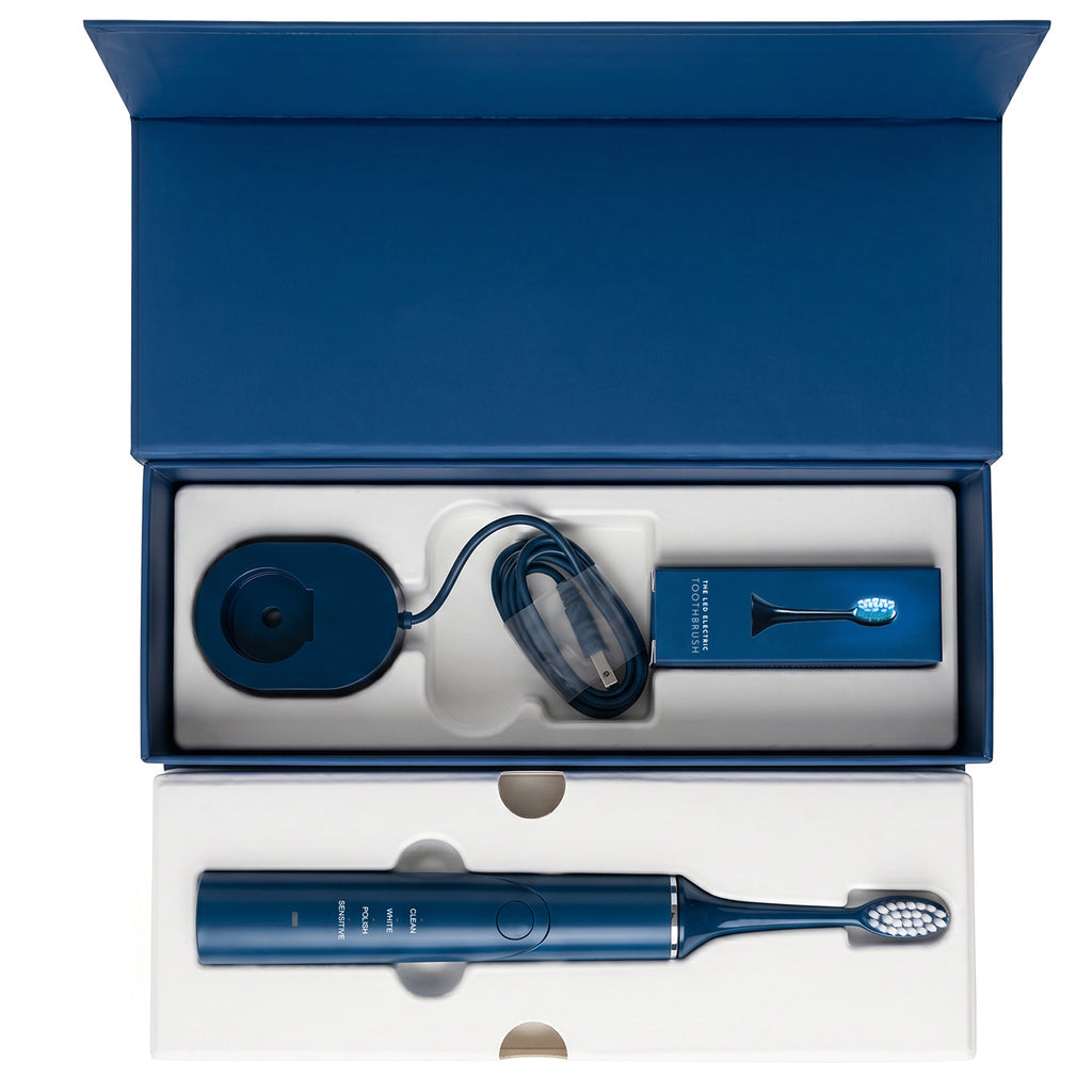 IPX7 Waterproof Automatic Portable Built-in Timer Soft Bristles Blue LED Light Wireless Rechargeable Electric Toothbrush