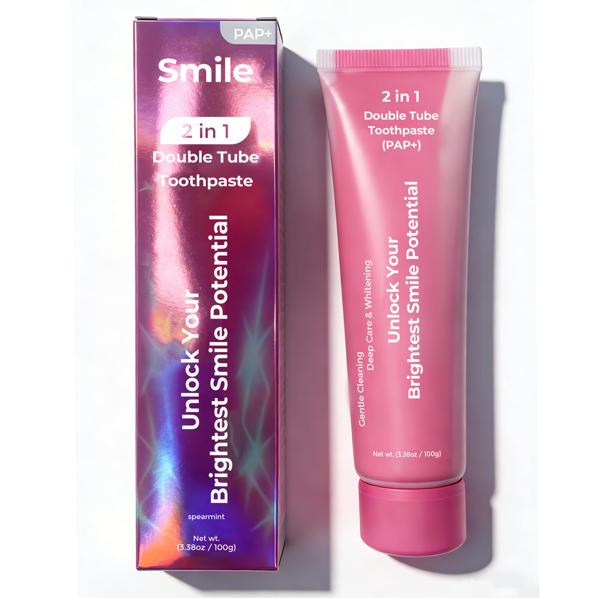 2 in 1 Double Tube Toothpaste 100g Teeth Cleaning PAP HP Teeth Whitening Toothpaste