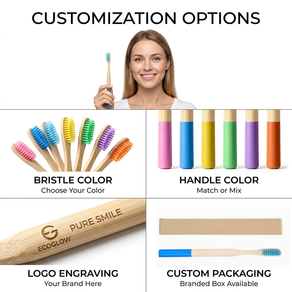 Eco- Friendly Multiple Color Soft Bristles Round Handle Natural Bamboo Toothbrush