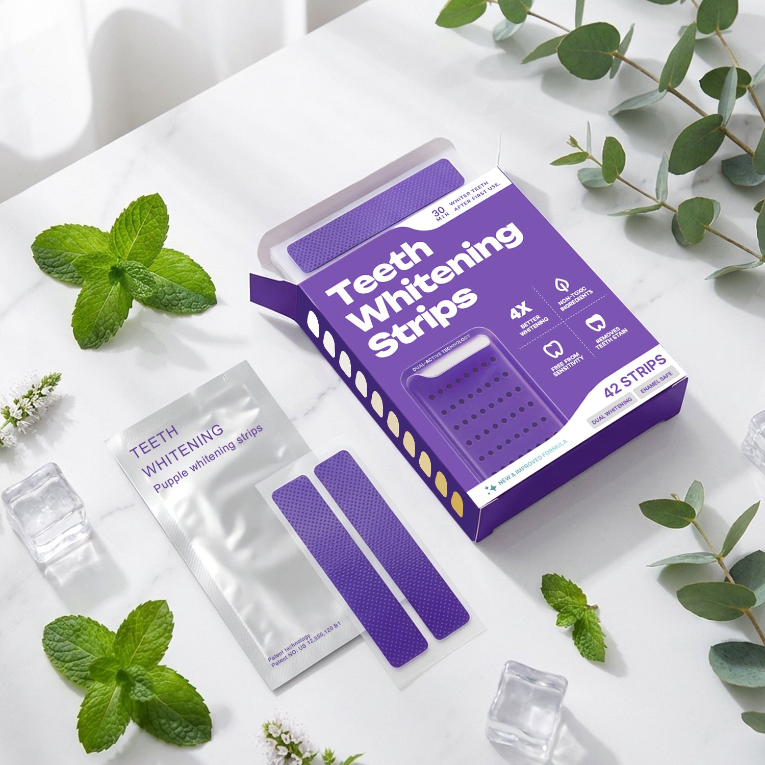 PAP Purple Teeth Whitening Strips – 21-Day Stain Treatment