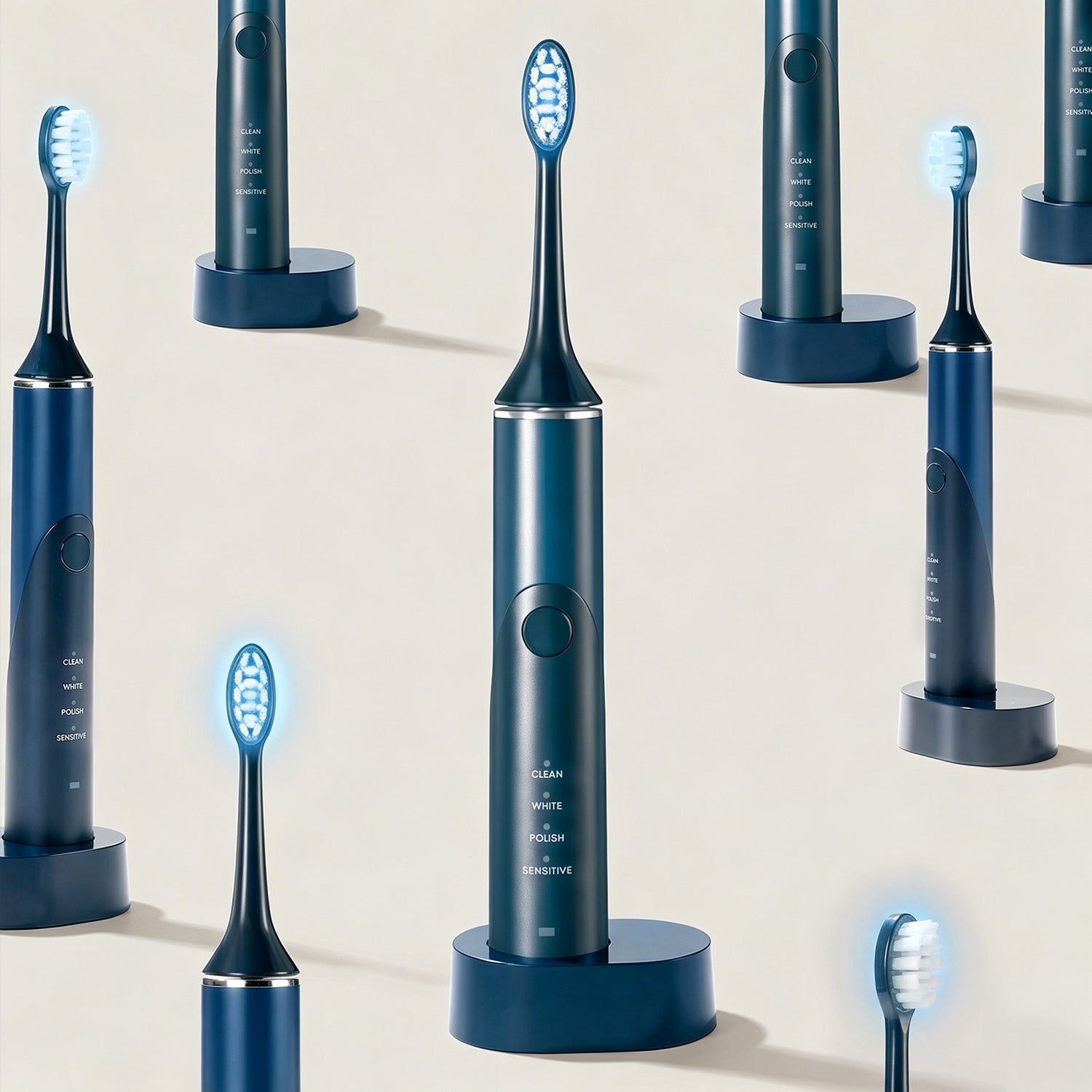 IPX7 Waterproof Automatic Portable Built-in Timer Soft Bristles Blue LED Light Wireless Rechargeable Electric Toothbrush