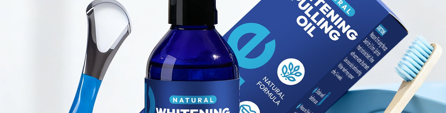 Fresh Breath Alcohol-Free Natural Formula Teeth Whitening Coconut Oil Pulling Mouthwash with Toothbrush and Tongue Scraper