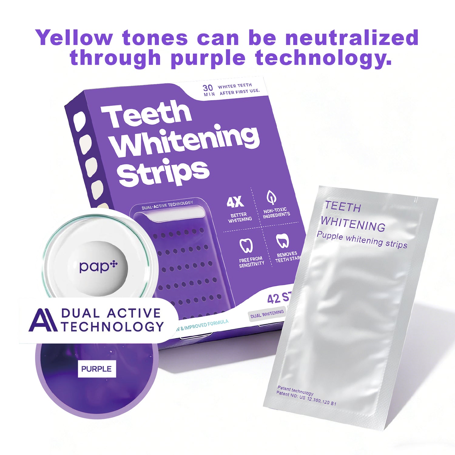 PAP Purple Teeth Whitening Strips – 21-Day Stain Treatment