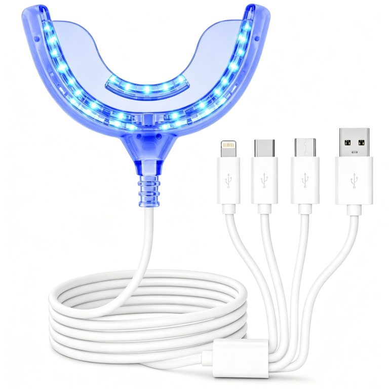 Portable 24 LED Teeth Whitening Accelerator Light iPhone Android Phone USB USB-C 4 in 1 Connector Teeth Whitening LED Li