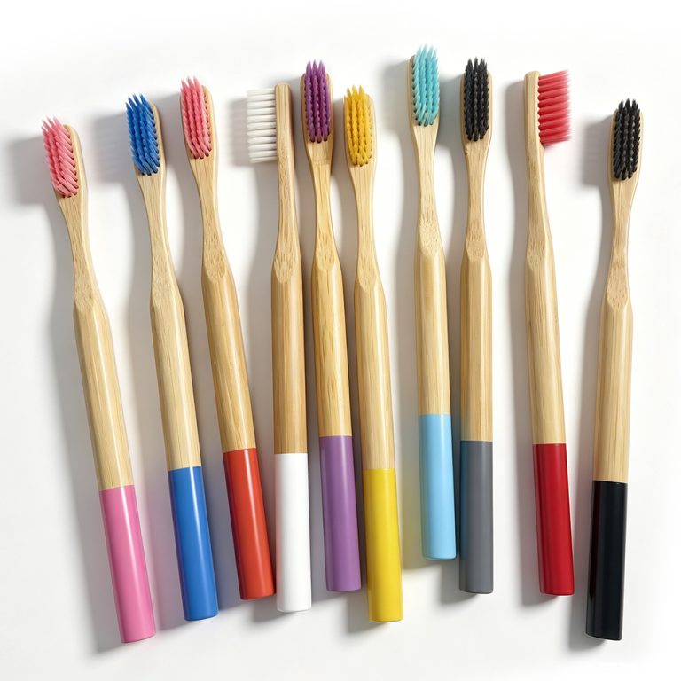 Eco- Friendly Multiple Color Soft Bristles Round Handle Natural Bamboo Toothbrush